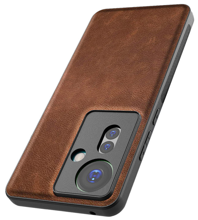 Kapa Tux Leather Back Cover for Oppo F25 Pro (5G) | Slim Shockproof Camera Protection Bumper Case (Brown)