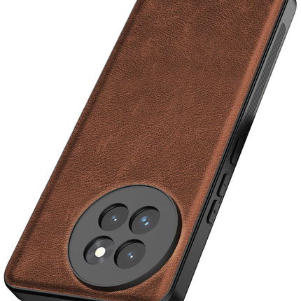 Mobizang Tux Leather Back Cover for Xiaomi 14 Civi | Slim Shockproof Camera Protection Bumper Case (Brown)