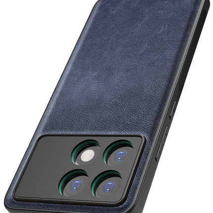 Kapa Tux Leather Back Cover for Poco X6 PRO | Slim Shockproof Camera Protection Bumper Case (Blue)
