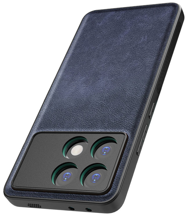 Kapa Tux Leather Back Cover for Poco X6 PRO | Slim Shockproof Camera Protection Bumper Case (Blue)