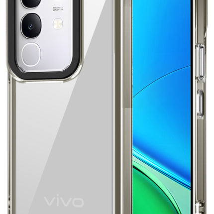 Mobizang Warrior Acrylic Clear Back Cover For Vivo T4X 5G | Slim Shockproof [Military Grade Protection] Hybrid Bumper Case (Grey Sides)