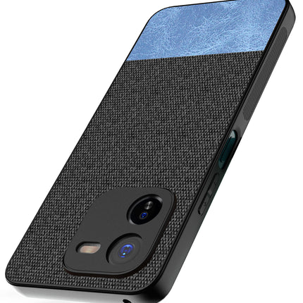 Mobizang Soft Fabric & Leather Hybrid Protective Back Cover for IQOO Z9X | Shockproof Slim Hard Anti Slip Back Case (Black,Blue)