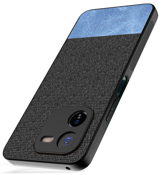 Mobizang Soft Fabric & Leather Hybrid Protective Back Cover for IQOO Z9X | Shockproof Slim Hard Anti Slip Back Case (Black,Blue)
