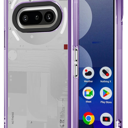 Mobizang Warrior Acrylic Clear Back Cover For Nothing Phone 3A 5G | Slim Shockproof [Military Grade Protection] Hybrid Bumper Case (Purple Sides)