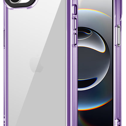 Mobizang Warrior Acrylic Clear Back Cover For Apple iPhone 16E | Slim Shockproof [Military Grade Protection] Hybrid Bumper Case (Purple Sides)