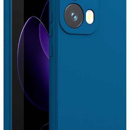 Mobizang Matte Protective Lens Flexible Back Cover for Oppo Reno 13 Pro | Slim Silicone with Soft Lining Shockproof Full Body Bumper Case (Blue)