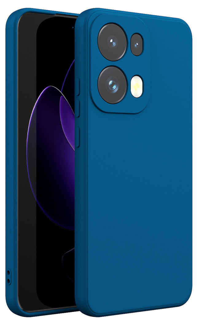 Mobizang Matte Protective Lens Flexible Back Cover for Oppo Reno 13 Pro | Slim Silicone with Soft Lining Shockproof Full Body Bumper Case (Blue)