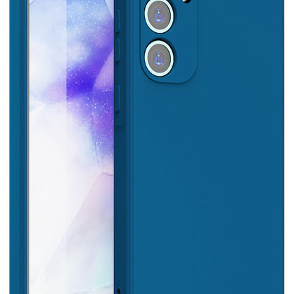 Mobizang Matte Protective Lens Flexible Back Cover for Samsung Galaxy A35 (5G) | Slim Silicone with Soft Lining Shockproof Full Body Bumper Case (Blue)