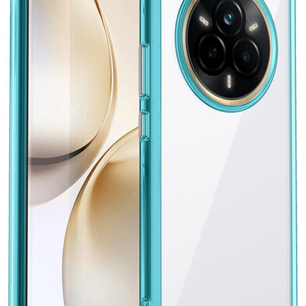 Mobizang Unicorn Acrylic Clear Back Cover For Realme 14 Pro 5G | Slim Shockproof [Military Grade Protection] Hybrid Bumper Case (Blue Sides)