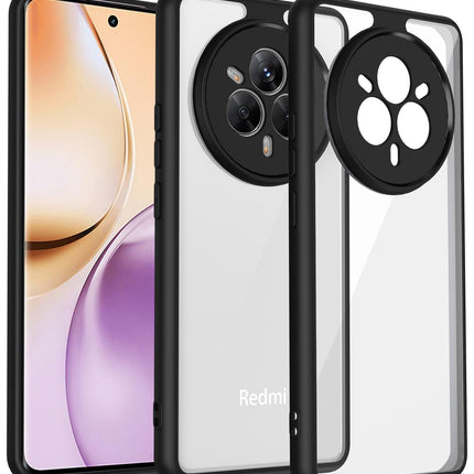 Mobizang Hawkeye Clear Back Cover for Realme 14 Pro 5G | Camera Lens Protector Shockproof Slim Clear Case Cover (Black Sides)