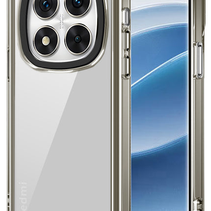 Mobizang Warrior Acrylic Clear Back Cover For Redmi Note 14 Pro (5G) | Slim Shockproof [Military Grade Protection] Hybrid Bumper Case (Grey Sides)