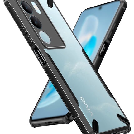 Mobizang Bull Clear Back Cover for Vivo V29 (5G) / Vivo V29 Pro (5G) | [Military Grade Protection] Shock Proof Slim Hybrid Bumper Case (Black)
