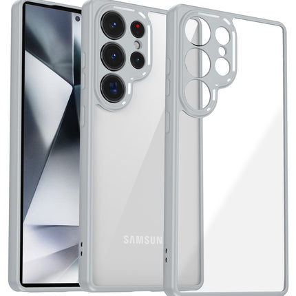 Mobizang Hawkeye Clear Back Cover for Samsung Galaxy S25 Ultra | Camera Lens Protector Shockproof Slim Clear Case Cover (Grey Sides)