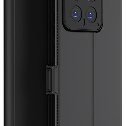 Mobizang Noble Slim Magnetic Leather Flip Case Cover for Xiaomi 14 (5G) | Card Holder Stand Flip Wallet Case (Black)