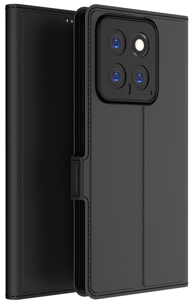 Mobizang Noble Slim Magnetic Leather Flip Case Cover for Xiaomi 14 (5G) | Card Holder Stand Flip Wallet Case (Black)