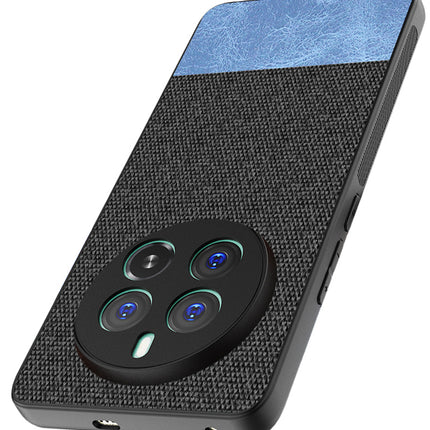 Mobizang Soft Fabric & Leather Hybrid Protective Back Cover for Realme 12 Pro / 12 Pro Plus | Shockproof Slim Hard Anti Slip Back Case (Black,Blue)