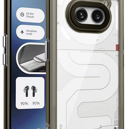 Mobizang Warrior Acrylic Clear Back Cover For Nothing Phone 2A | Slim Shockproof [Military Grade Protection] Hybrid Bumper Case (Grey Sides)
