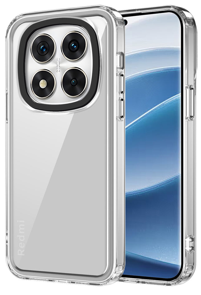 Mobizang Warrior Acrylic Clear Back Cover For Redmi Note 14 Pro (5G) | Slim Shockproof [Military Grade Protection] Hybrid Bumper Case (Clear Sides)