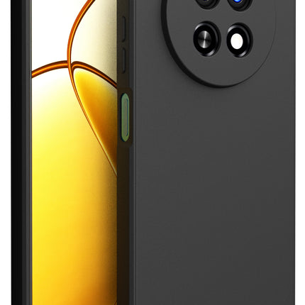 Mobizang Matte Protective Lens Flexible Back Cover for Realme 12 / 12X / Narzo 70X (5G) | Slim Silicone with Soft Lining Shockproof Full Body Bumper Case (Black)