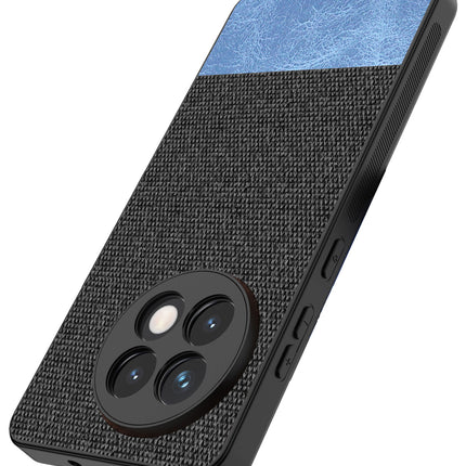 Mobizang Soft Fabric & Leather Hybrid Protective Back Cover for OnePlus 13R | Shockproof Slim Hard Anti Slip Back Case (Black,Blue)