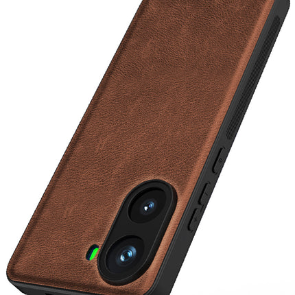 Mobizang Tux Leather Back Cover for Poco X7 Pro 5G | Slim Shockproof Camera Protection Bumper Case (Brown)