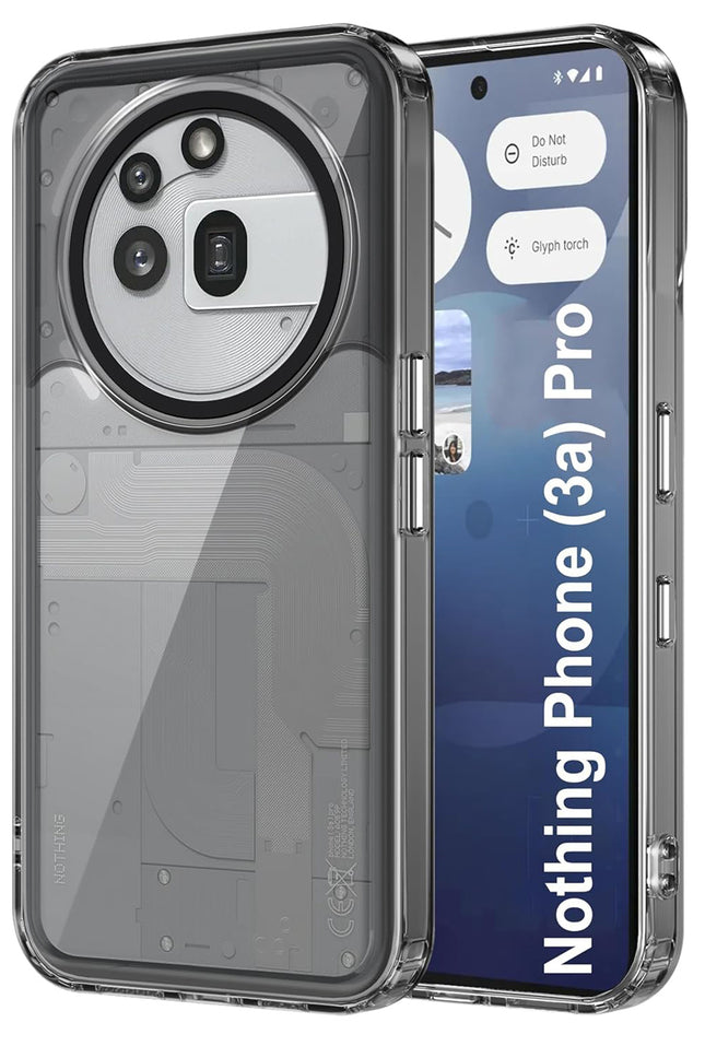 Mobizang Warrior Acrylic Clear Back Cover For Nothing Phone 3A Pro | Slim Shockproof [Military Grade Protection] Hybrid Bumper Case (Grey Sides)