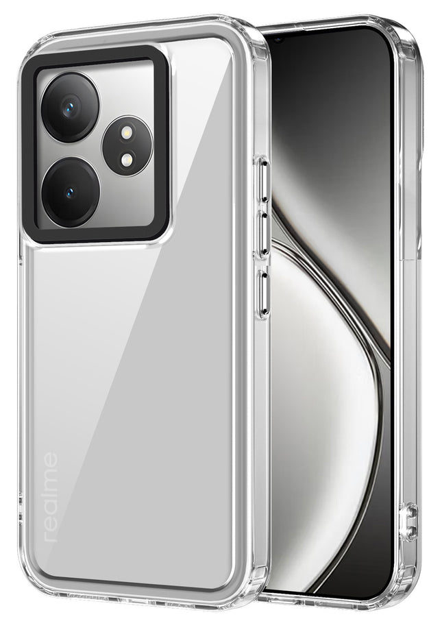 Mobizang Warrior Acrylic Clear Back Cover For Realme GT 6 / GT 6T | Slim Shockproof [Military Grade Protection] Hybrid Bumper Case (Transparent Sides)