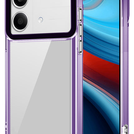 Kapa Warrior Acrylic Clear Back Cover For Poco X6 Neo (5G) | Slim Shockproof [Military Grade Protection] Hybrid Bumper Case (Purple Sides)