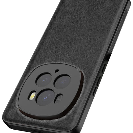 Mobizang Tux Leather Back Cover for Honor Magic 6 PRO | Slim Shockproof Camera Protection Bumper Case (Black)