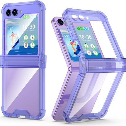 Mobizang Clear Airbag with Hinge Protection Back Case for Samsung Galaxy Flip6 / Z Flip 6 | Transparent Shockproof Slim Hard Protective Cover (Purple)