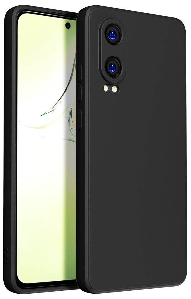 Mobizang Matte Protective Lens Flexible Back Cover for OnePlus Nord CE 4 Lite | Slim Silicone with Soft Lining Shockproof Full Body Bumper Case (Black)