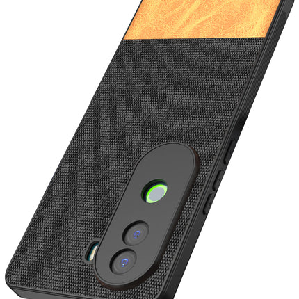 Mobizang Soft Fabric & Leather Hybrid Protective Back Cover for Vivo V40E / iQOO Z9S | Shockproof Slim Hard Anti Slip Back Case (Black,Brown)