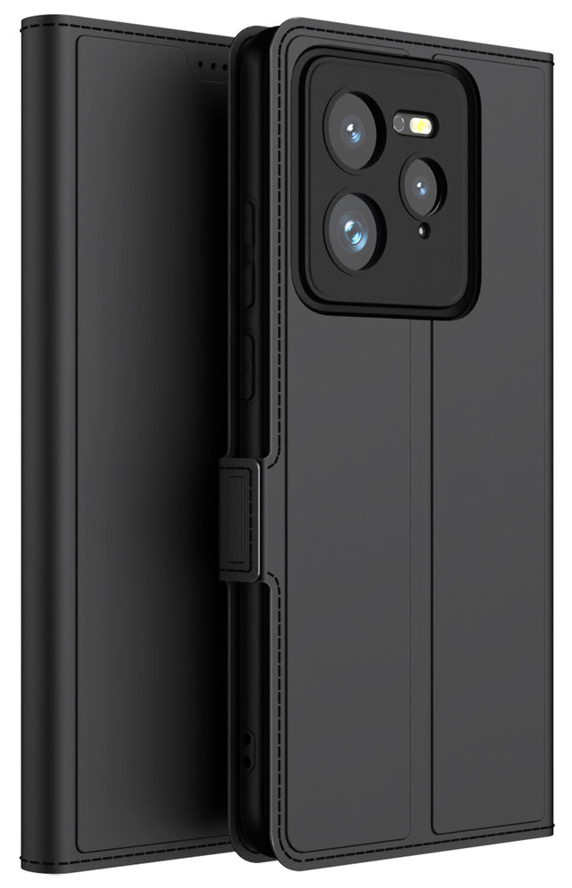 Mobizang Noble Slim Magnetic Leather Flip Case Cover for Realme GT 7 PRO | Card Holder Stand Flip Wallet Case (Black)