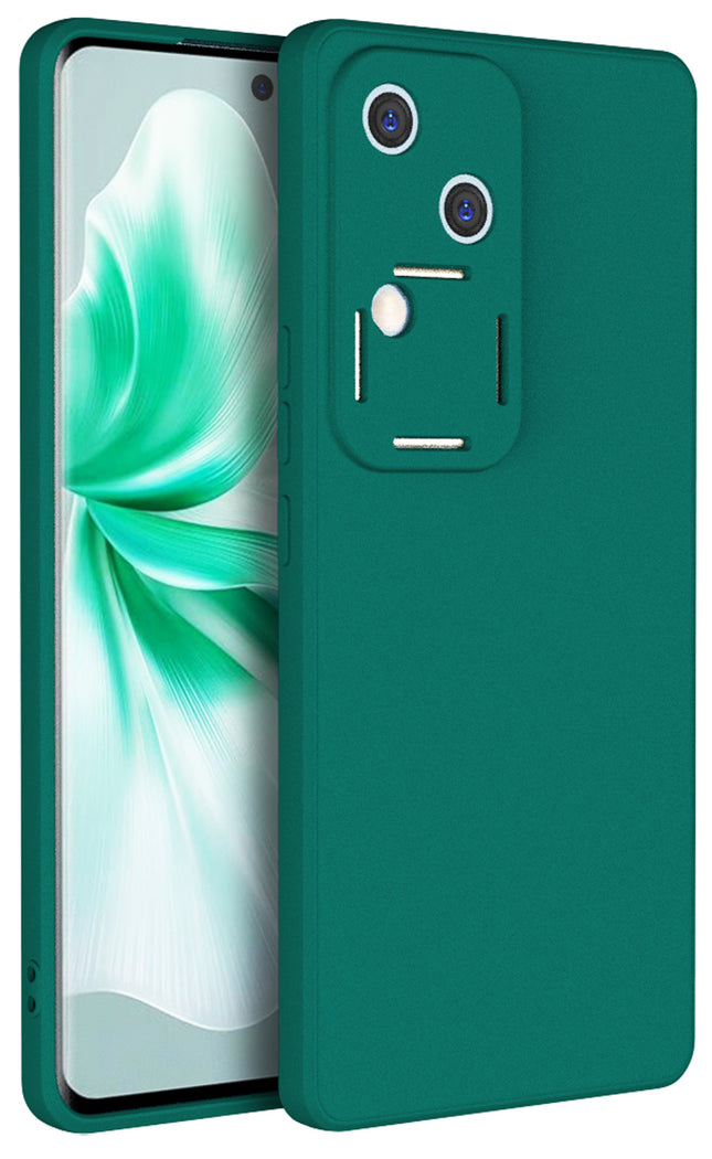 Mobizang Matte Protective Lens Flexible Back Cover for Vivo V30 (5G) | Slim Silicone with Soft Lining Shockproof Full Body Bumper Case (Green)