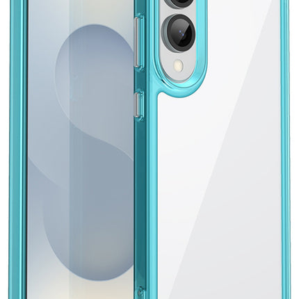 Mobizang Unicorn Acrylic Clear Back Cover For Samsung Galaxy S25 Edge | Slim Shockproof [Military Grade Protection] Hybrid Bumper Case (Blue Sides)