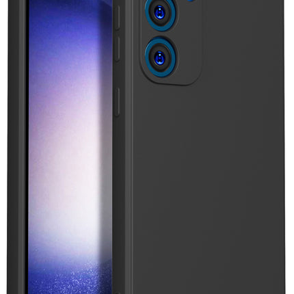 Mobizang Matte Protective Lens Flexible Back Cover for Samsung Galaxy S24 FE | Slim Silicone with Soft Lining Shockproof Full Body Bumper Case (Black)