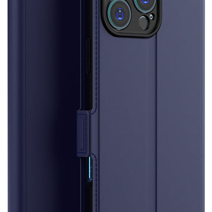 Mobizang Noble Slim Magnetic Leather Flip Case Cover for Apple iPhone 16 Pro Max | Card Holder Stand Flip Wallet Case (Blue)