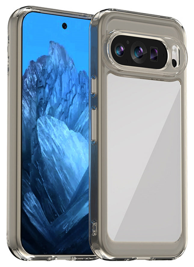 Mobizang Unicorn Acrylic Clear Back Cover For Pixel 9 PRO | Slim Shockproof [Military Grade Protection] Hybrid Bumper Case (Grey Sides)