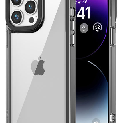 Mobizang Warrior Acrylic Clear Back Cover For Apple iPhone 16 Pro | Slim Shockproof [Military Grade Protection] Hybrid Bumper Case (Grey Sides)