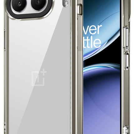 Mobizang Warrior Acrylic Clear Back Cover For OnePlus Nord 4 | Slim Shockproof [Military Grade Protection] Hybrid Bumper Case (Grey Sides)