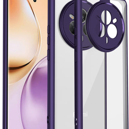 Mobizang Hawkeye Clear Back Cover for Realme 14 Pro 5G | Camera Lens Protector Shockproof Slim Clear Case Cover (Purple Sides)