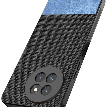 Mobizang Soft Fabric & Leather Hybrid Protective Back Cover for Xiaomi 14 Civi | Shockproof Slim Hard Anti Slip Back Case (Black,Blue)