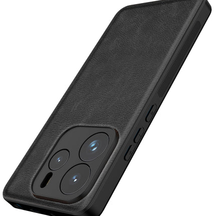 Mobizang Tux Leather Back Cover for Redmi Note 14 (5G) | Slim Shockproof Camera Protection Bumper Case (Black)