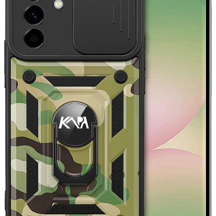 Mobizang Tank Back Cover for Samsung Galaxy A36 | Inbuilt Ring + Slider Shockproof Lens Protection Bumper Back Case (Green)