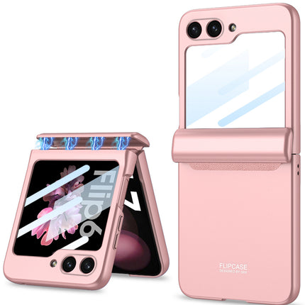 Mobizang Ultra Thin Back Cover for Galaxy Z Flip6 / Z Flip 6 | With [Magnetic Hinge Protection] and Inbuilt Glass Window Protection (Pink)