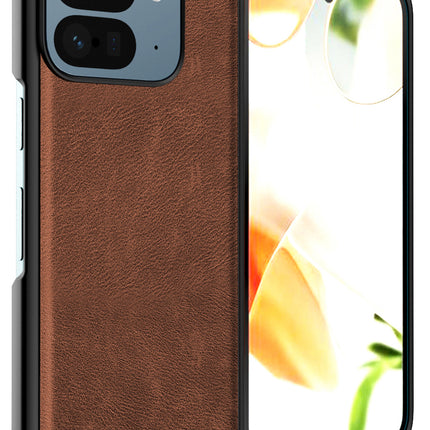 Mobizang Tux Leather Back Cover for Google Pixel 9 Pro Fold | Slim Shockproof Camera Protection Bumper Case (Brown)