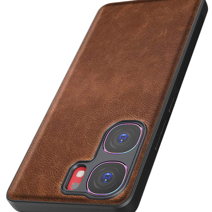 Kapa Tux Leather Back Cover for IQOO Neo 9 Pro | Slim Shockproof Camera Protection Bumper Case (Brown)
