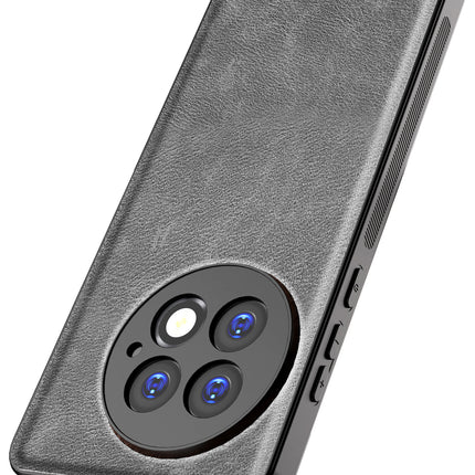 Mobizang Tux Leather Back Cover for OnePlus 13 | Slim Shockproof Camera Protection Bumper Case (Grey)