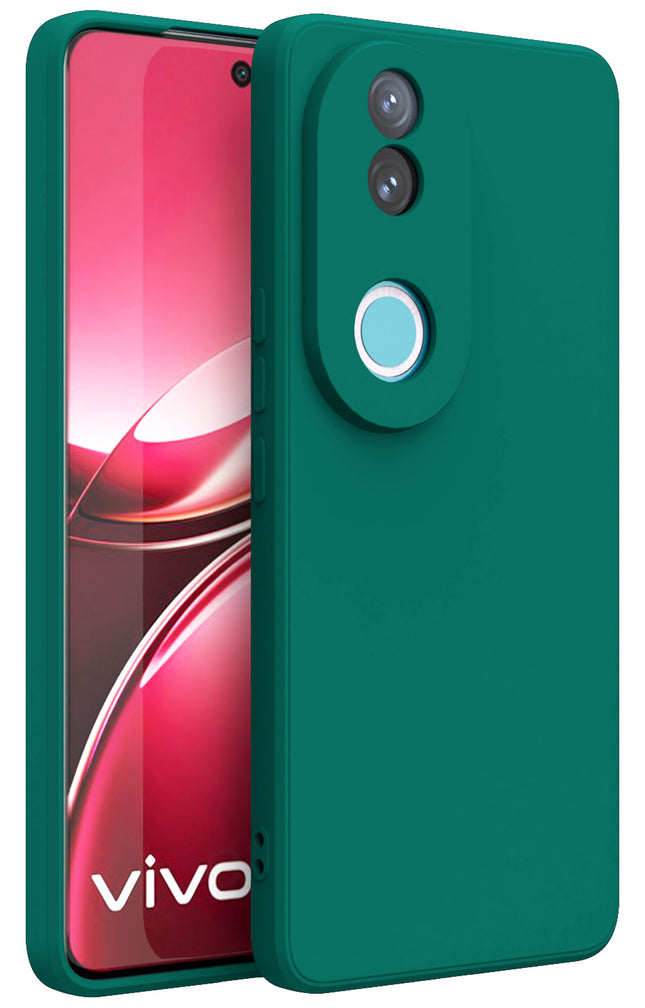 Mobizang Matte Protective Lens Flexible Back Cover for Vivo V50 / V50E 5G | Slim Silicone with Soft Lining Shockproof Full Body Bumper Case (Green)