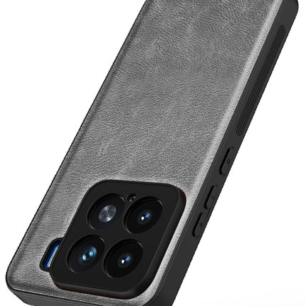 Mobizang Tux Leather Back Cover for Xiaomi 15 5G | Slim Shockproof Camera Protection Bumper Case (Grey)